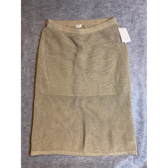 a new day Dresses & Skirts - NWT A New Day Tan Crochet Midi Skirt Womens XL Open Knit Lined Back Slit